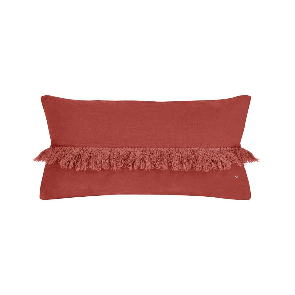 FOX coussin frange lin 30X60 Terre Brulée - BED AND PHILOSOPHY