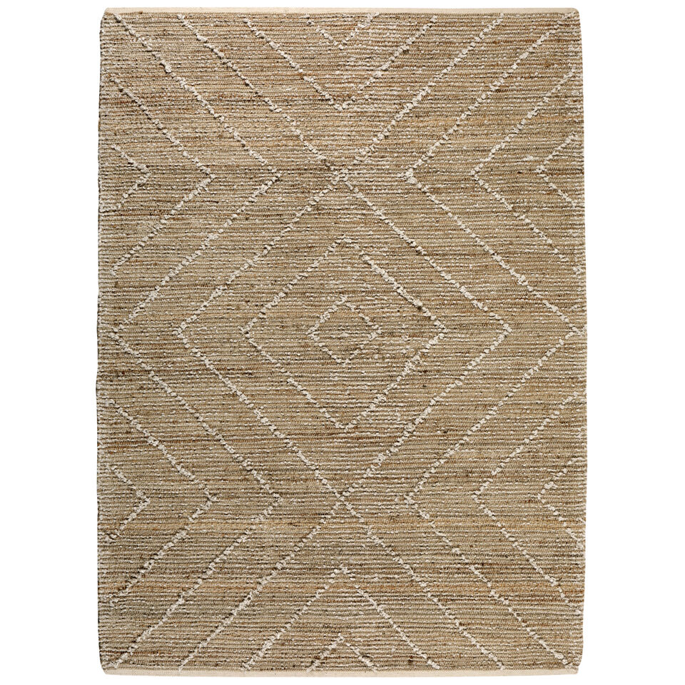 Tapis tissé en jute et polyester Worgan couleur Ivoire