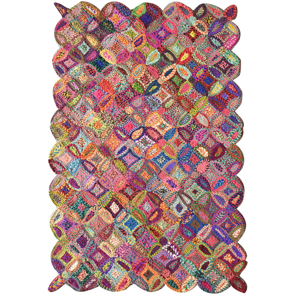 Tapis tressé en fibre de coton recyclé Cameo Multicolore - THE RUG REPUBLIC