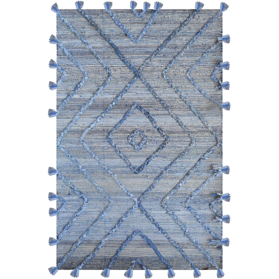 Tapis style Berbère Bleu/ivoire en Denim