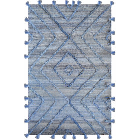 Tapis style Berbère Bleu/ivoire en Denim