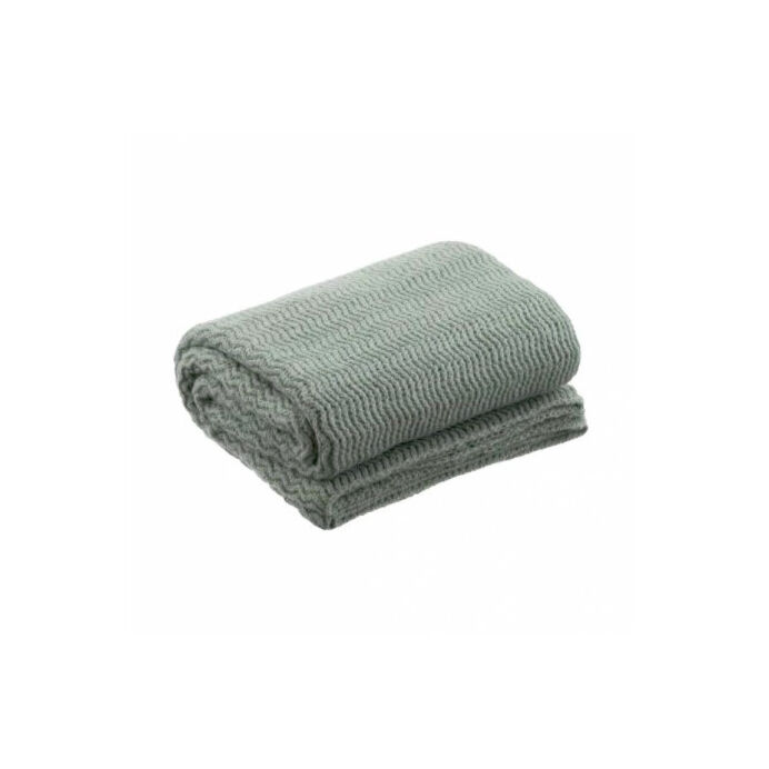 Plaid tricot laine mélangée Chevrons/Tissé main Lichen 130x170 cm - LA MAISON DE LILO