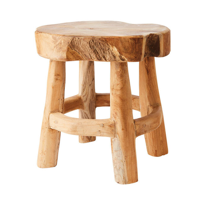 Affari Tabouret bas rond PALLE en Teck Naturel - Ø30xH31cm - AFFARI