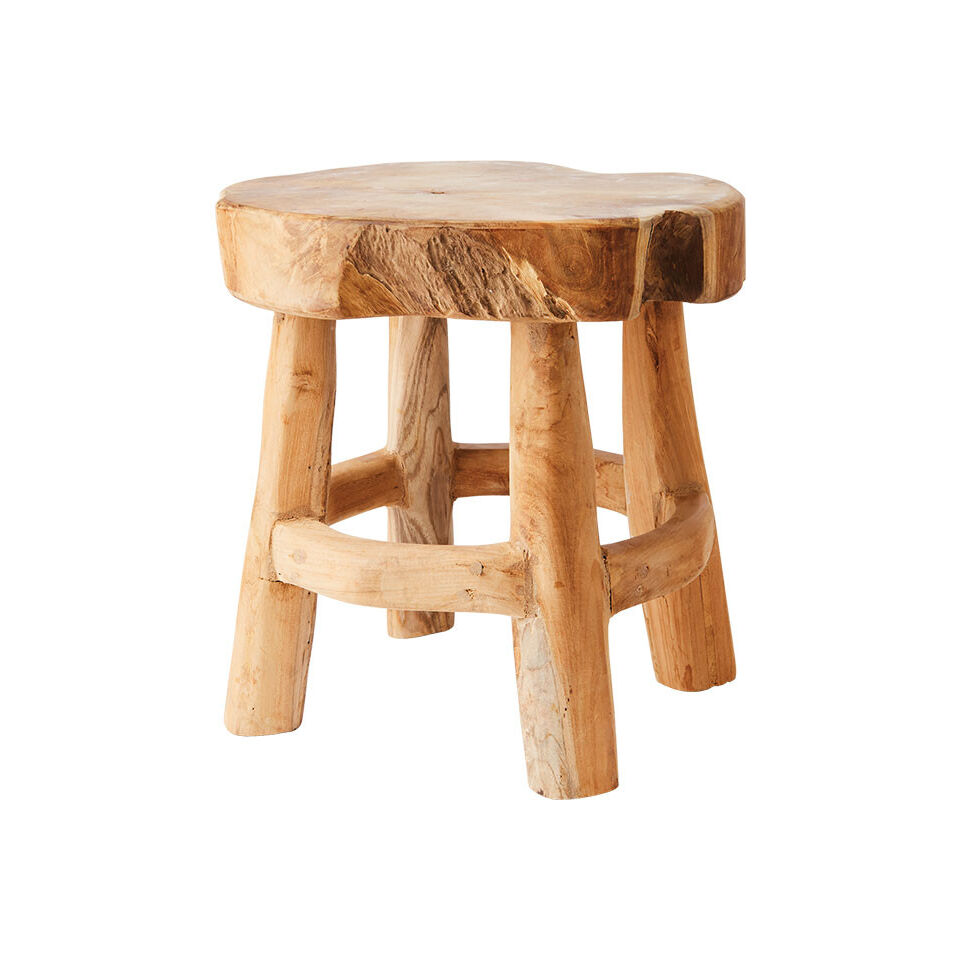 Tabouret bas rond PALLE en Teck Naturel - Ø30xH31cm - Affari