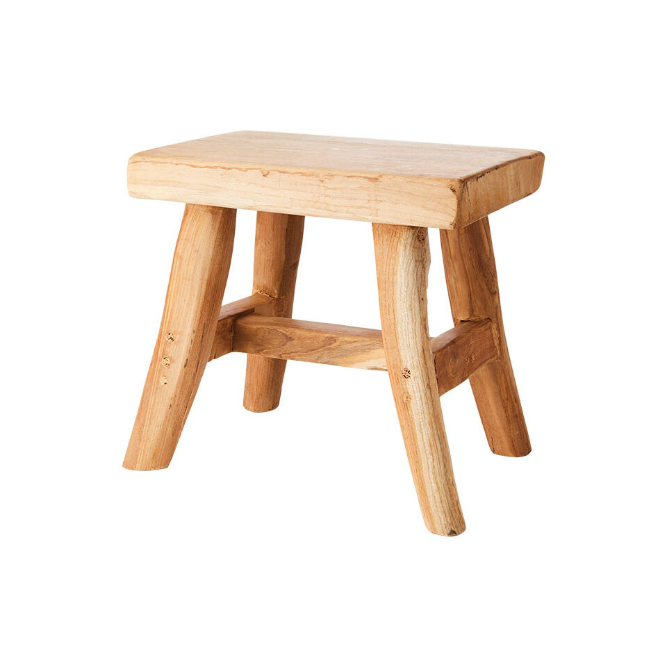 Tabouret bas en Teck Naturel - 33X23X31 - Affari