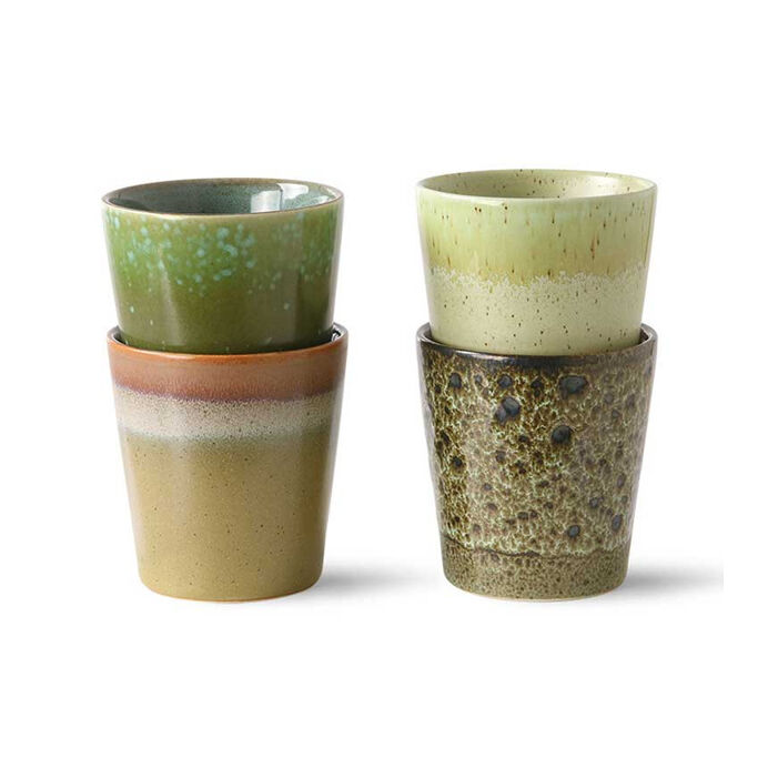 Set de 4 Mugs printaniers céramique style 70' - HK Living