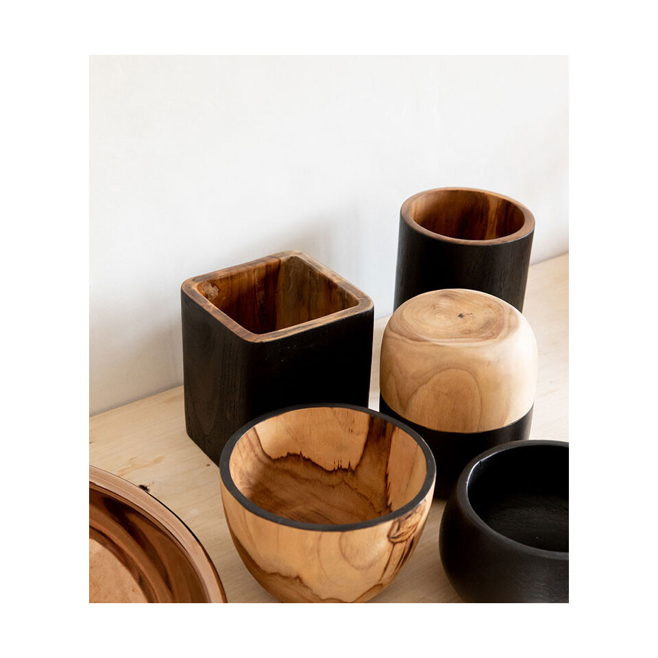 Pot multifonction bi-color en bois teack- BAZAR BIZAR