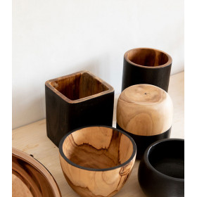 Pot multifonction bi-color en bois teack- BAZAR BIZAR