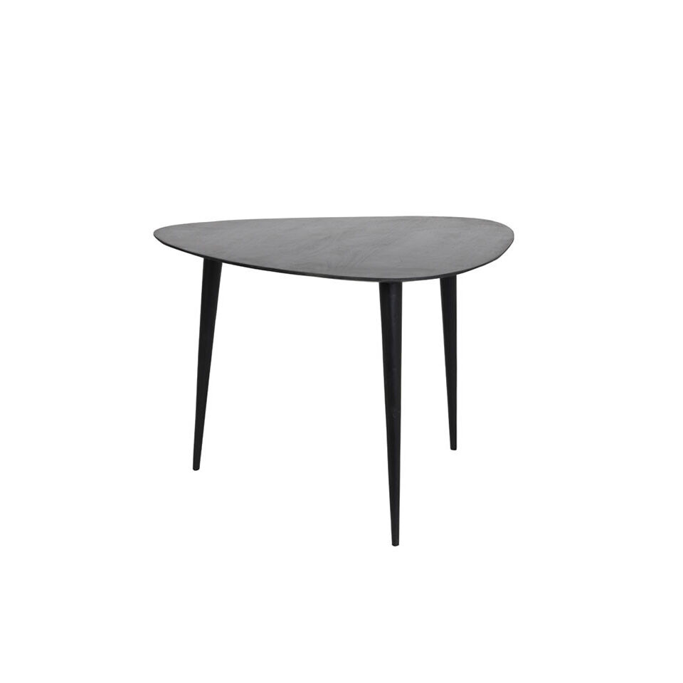 Table basse ovale en bois noir mat - Impression Lin