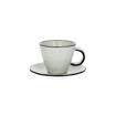 Tasse & Soucoupe Espresso BASIL en Porcelaine - BLANC Tacheté - Diam 7XH 6cm