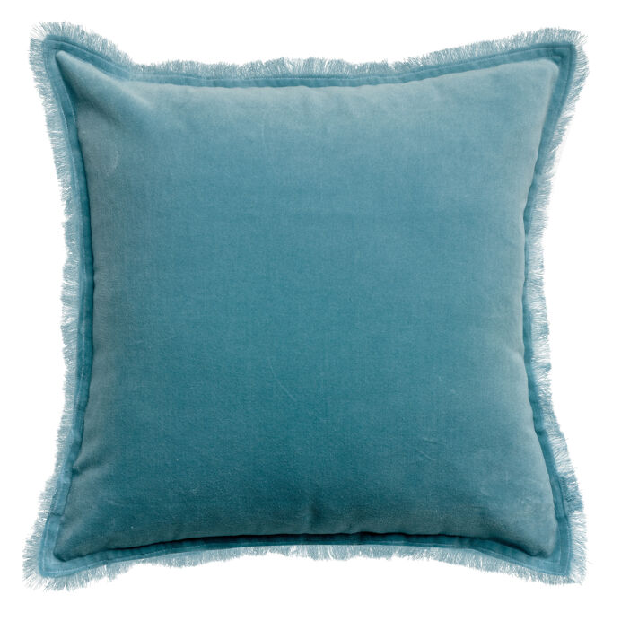 Vivaraise Coussin uni Fara en velours finition frangée