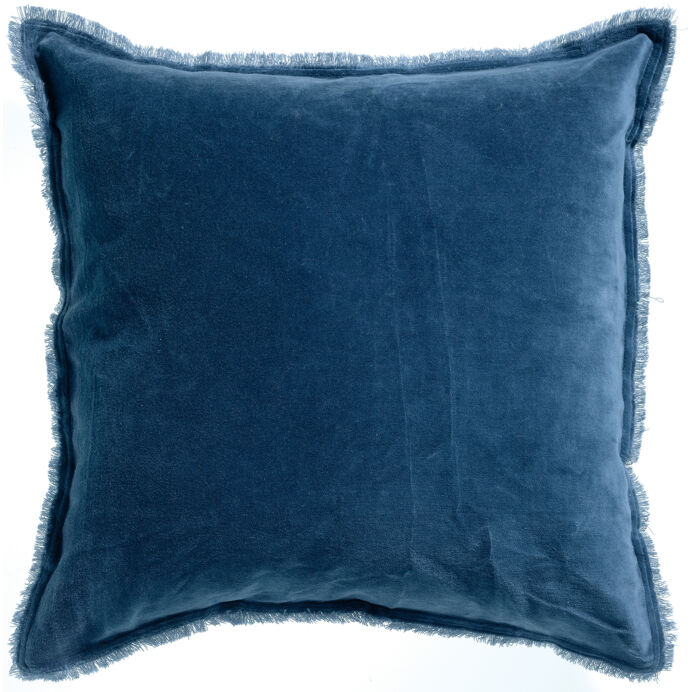 Vivaraise Coussin uni Fara en velours finition frangée