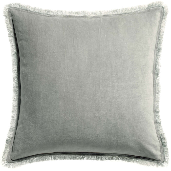 Vivaraise Coussin uni Fara en velours finition frangée