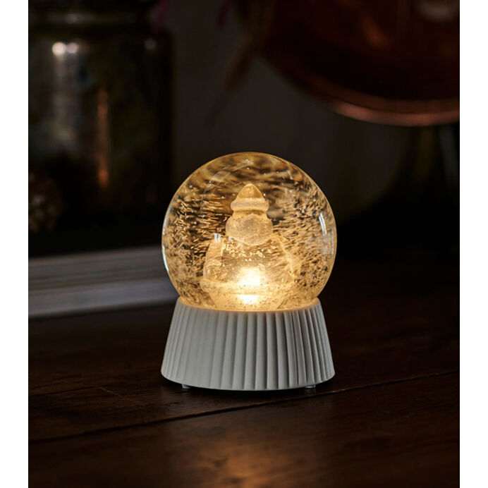 Boule à Neige SANTA Père Noël Blanche Eclairage LED - H. 12,5cm - SIRIUS