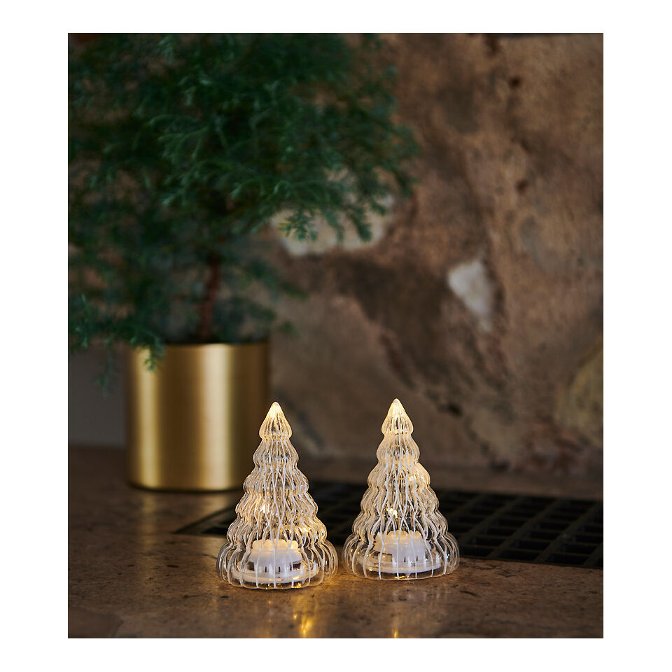 Sapin de Noël LUCY Lumineux à Led (Set de 2)  Alimentation par Piles - H.9 cm - SIRIUS