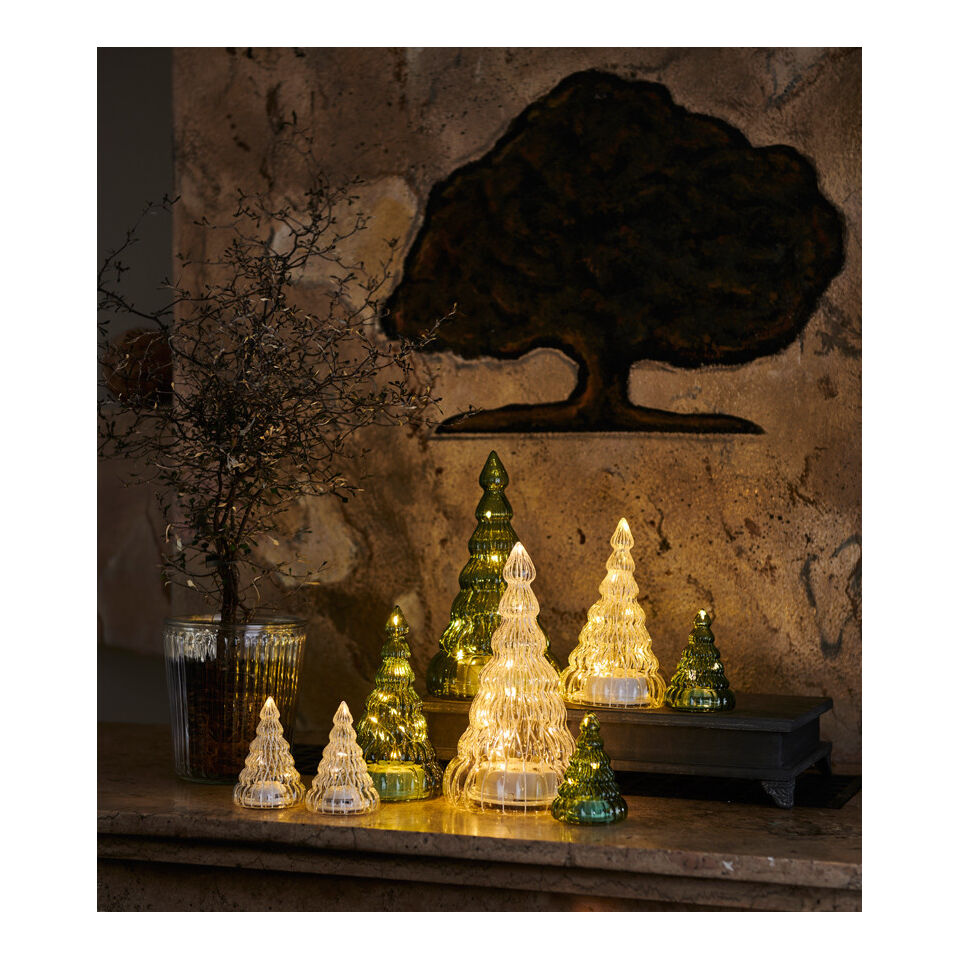 Sapin de Noël LUCY Lumineux à Led en Verre - Alimentation par Pile - H.23,5 cm - SIRIUS