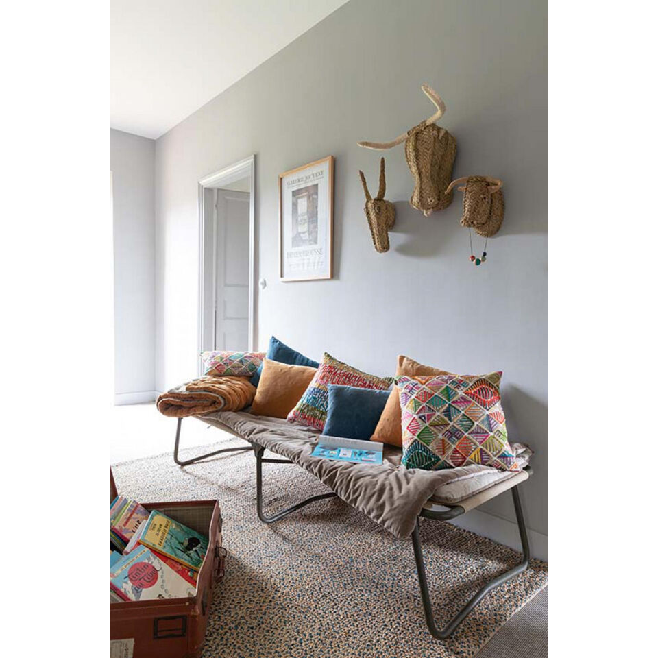 Tapis tissé de jute et coton coloré