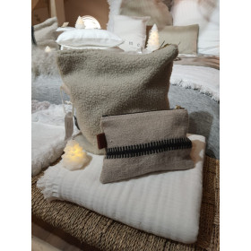 NOVA Moumoute pochette maquillage 30X30 Stone - BED AND PHILOSOPHY
