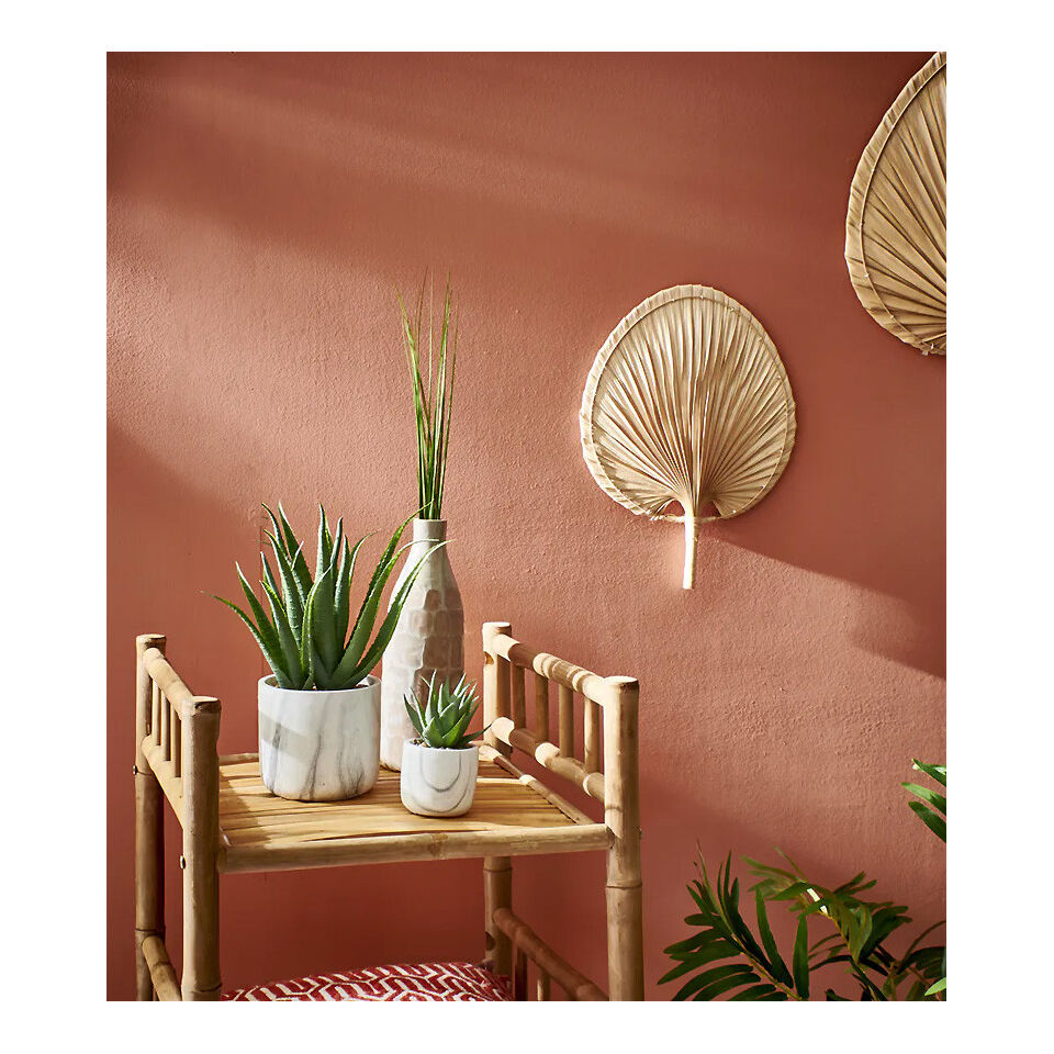 Plante Verte Artificielle MARMURA - Fougère Synthétique/Ciment et Pot en Marbre - Diam 12 x H. 35 cm - POMAX