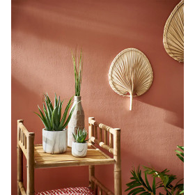 Plante Verte Artificielle MARMURA - Fougère Synthétique/Ciment et Pot en Marbre - Diam 12 x H. 35 cm - POMAX