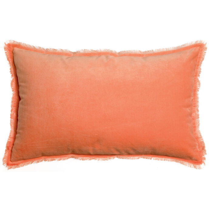 Vivaraise Coussin uni Fara en velours finition frangée