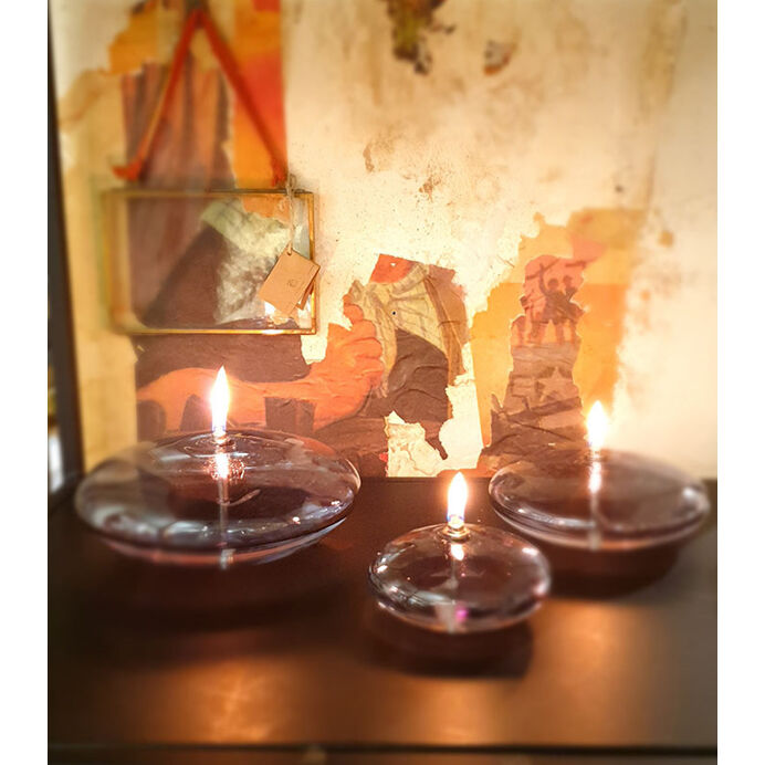 Lampe à Huile décorative Ellipse en verre Smoke - 3 tailles - IMPRESSION LIN