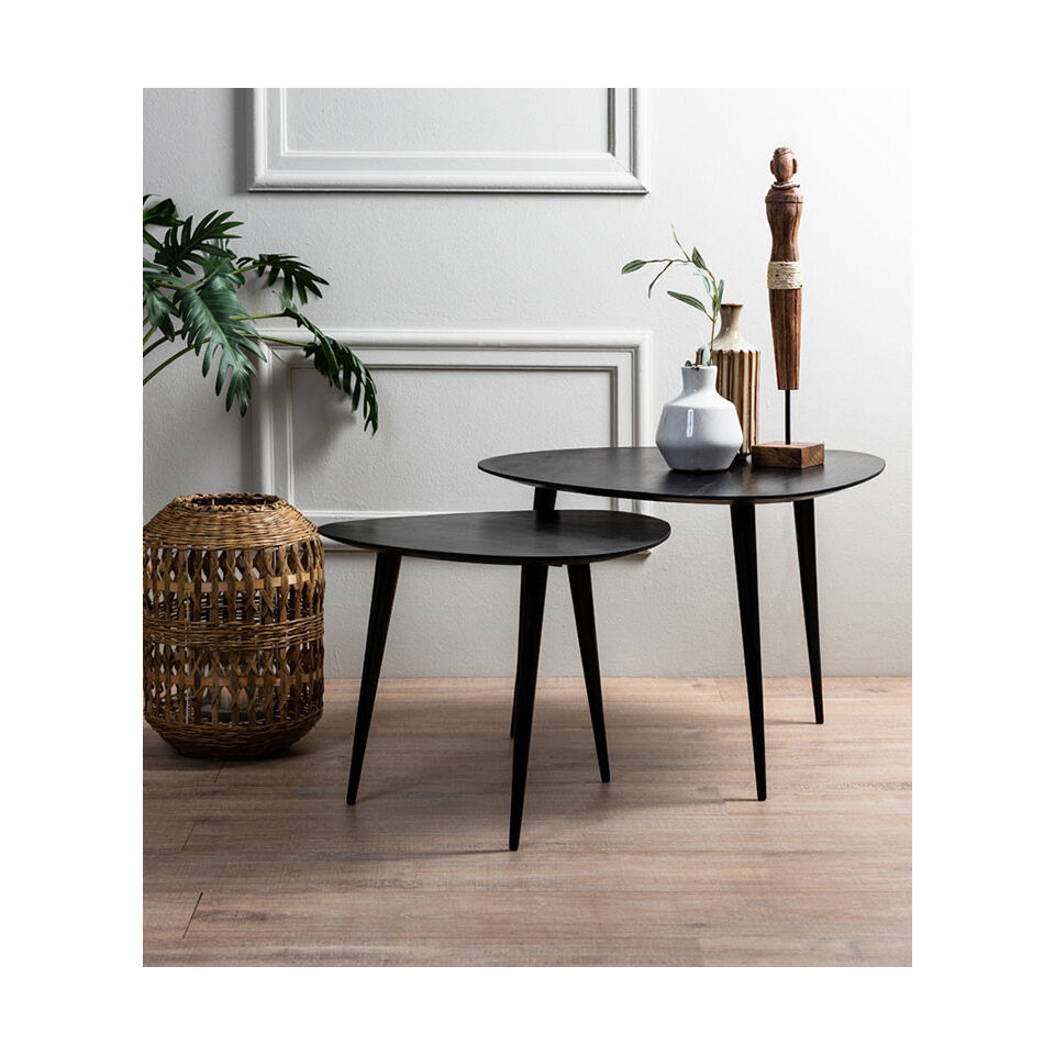 Table basse gigogne en bois coloris Noir CHASEY - Light & Living