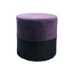 Pouf en Velours DELHI Purple Finition Piping Twisté Noir et Blanc - Diam. 40cm - HARMONY